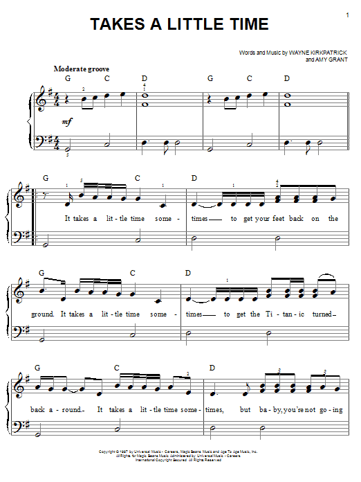 Amy Grant Takes A Little Time sheet music notes and chords. Download Printable PDF.