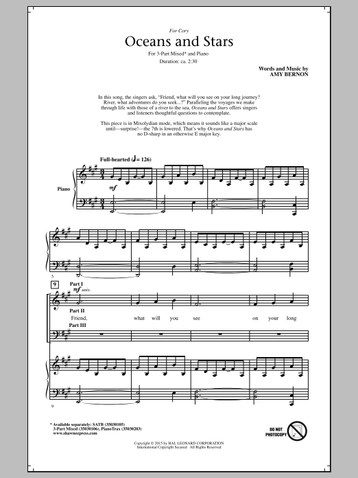 Amy Bernon Oceans And Stars sheet music notes and chords. Download Printable PDF.