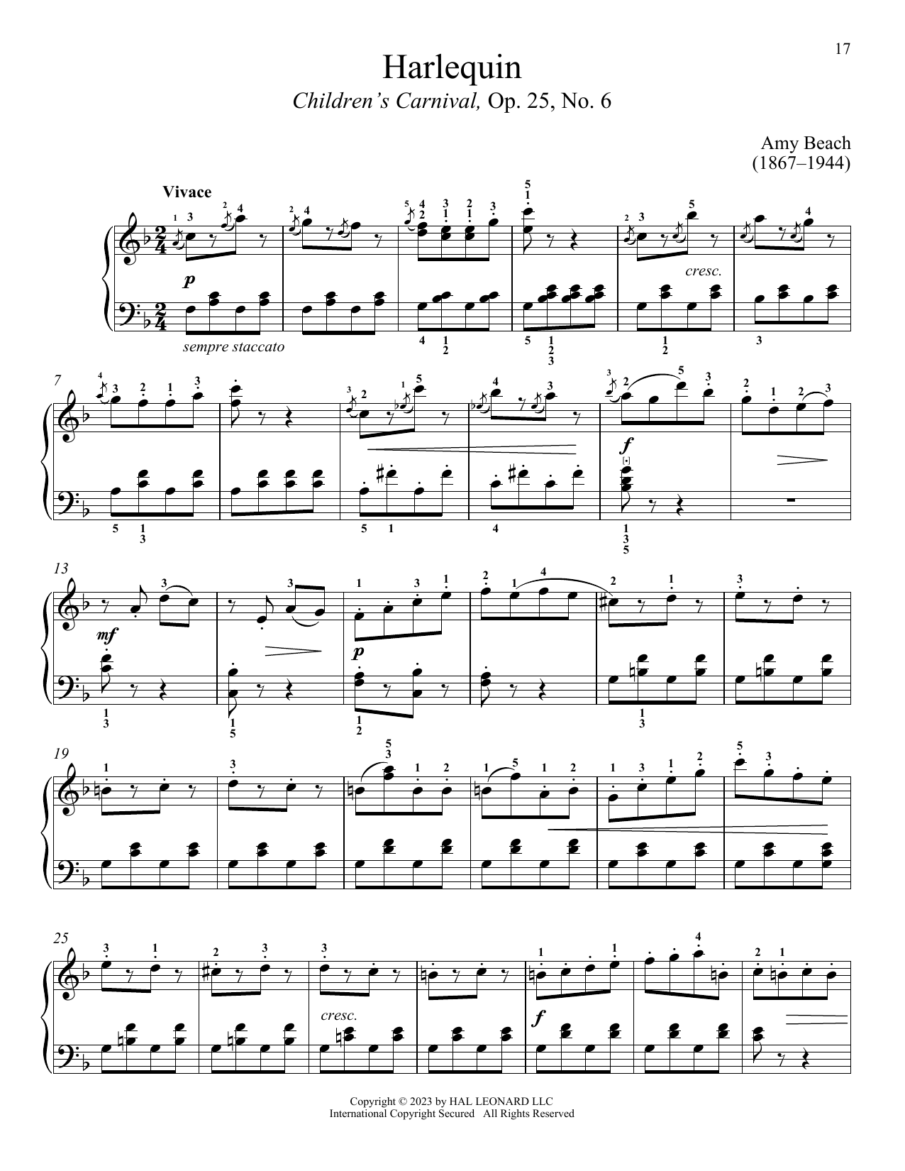 Amy Marcy Beach Harlequin sheet music notes and chords. Download Printable PDF.