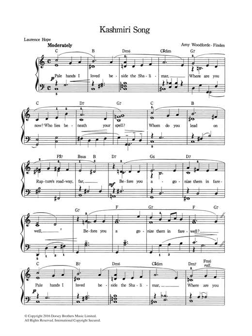 Amy Woodforde-Finden Kashmiri Song sheet music notes and chords. Download Printable PDF.