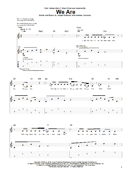 Ana We Are sheet music notes and chords. Download Printable PDF.