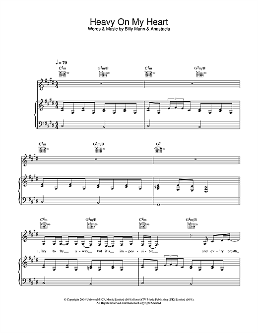 Anastacia Heavy On My Heart sheet music notes and chords. Download Printable PDF.