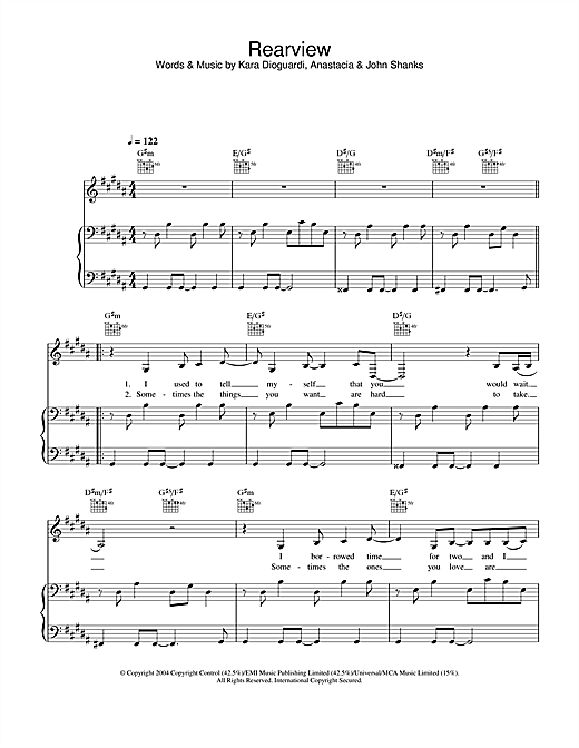 Anastacia Rearview sheet music notes and chords. Download Printable PDF.