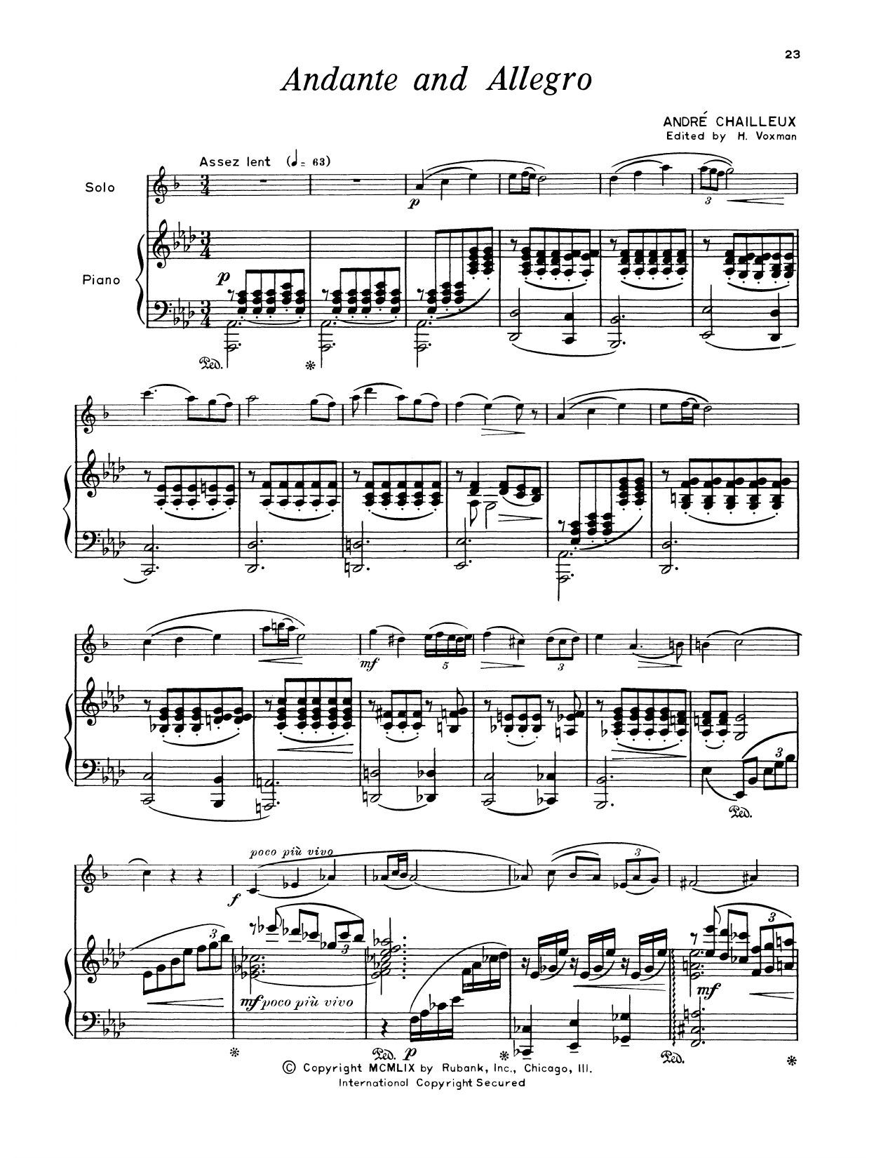 André Chailleux Andante & Allegro sheet music notes and chords. Download Printable PDF.