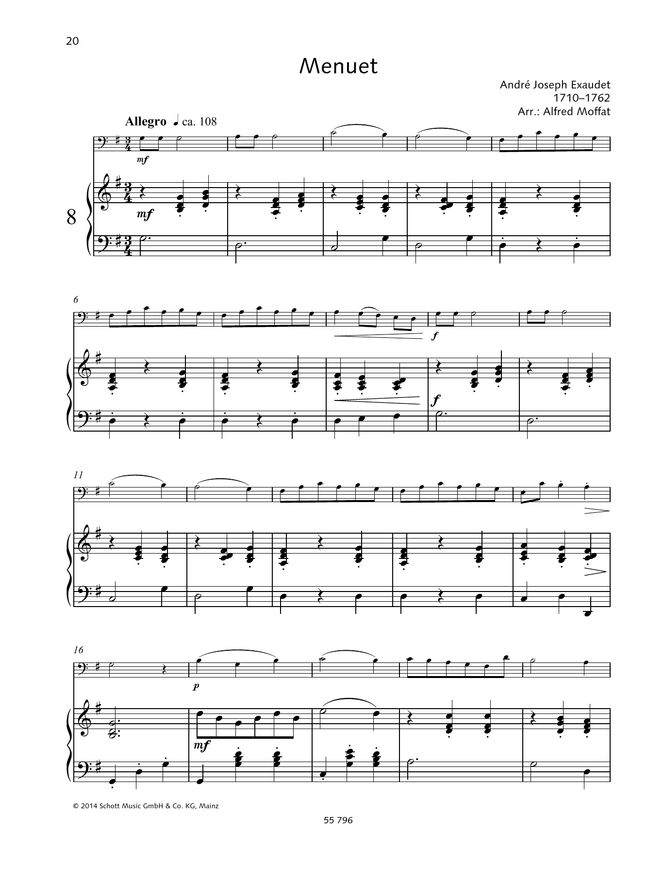 André Joseph Exaudet Menuet sheet music notes and chords. Download Printable PDF.