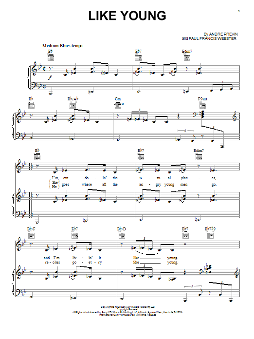 Learn to play André Previn Like Young sheet music for Piano Solo in minutes. André Previn Like Young sheet music notes and chords