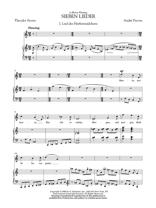 Learn to play André Previn Sieben Lieder sheet music for Piano & Vocal in minutes. Price: 26.9900$ André Previn Sieben Lieder sheet music notes and chords arranged for Piano & Vocal