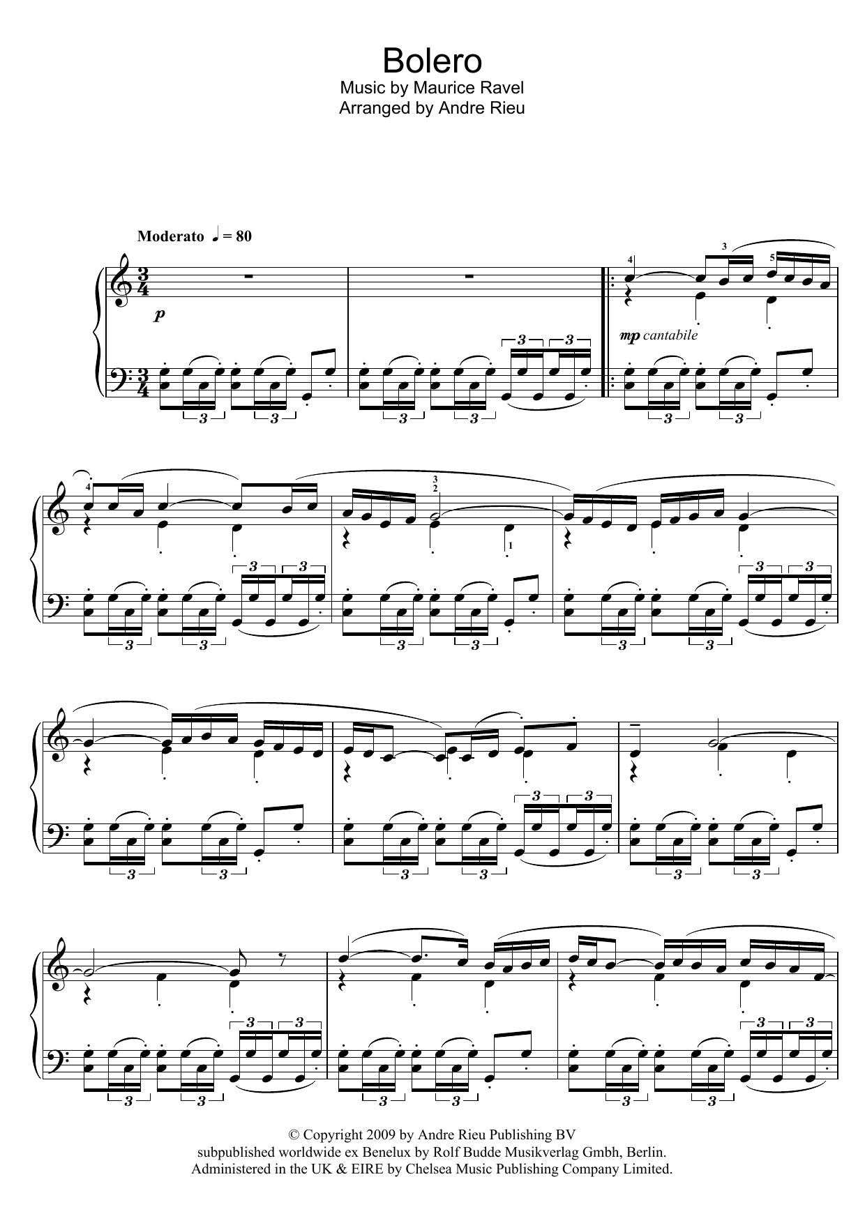 André Rieu Bolero sheet music notes and chords. Download Printable PDF.