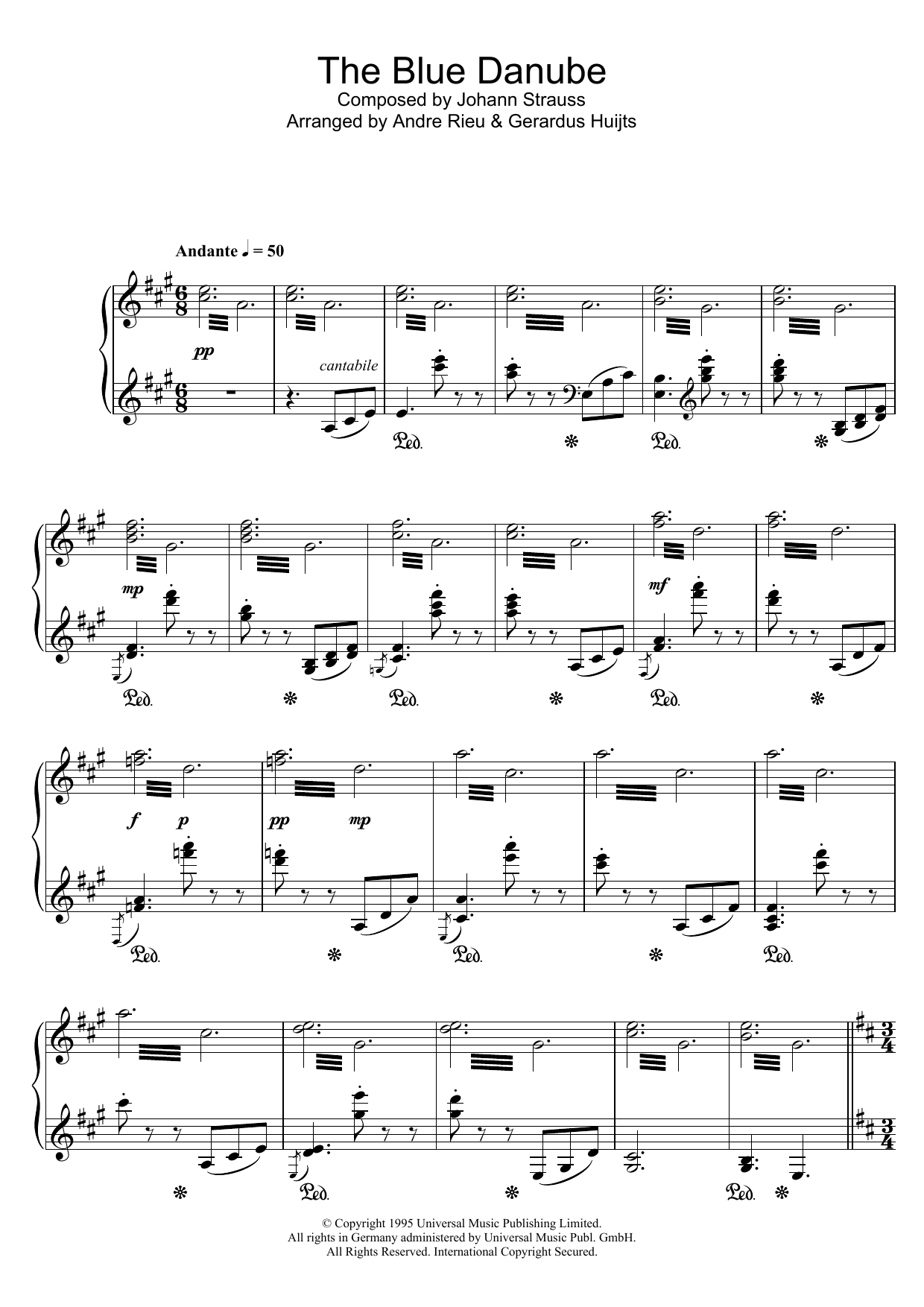 Andre Rieu The Blue Danube sheet music notes and chords. Download Printable PDF.