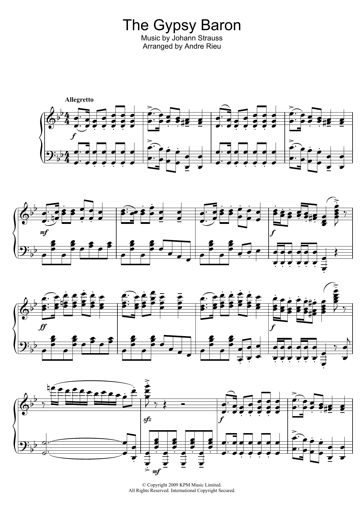 Andre Rieu The Gypsy Baron sheet music notes and chords. Download Printable PDF.