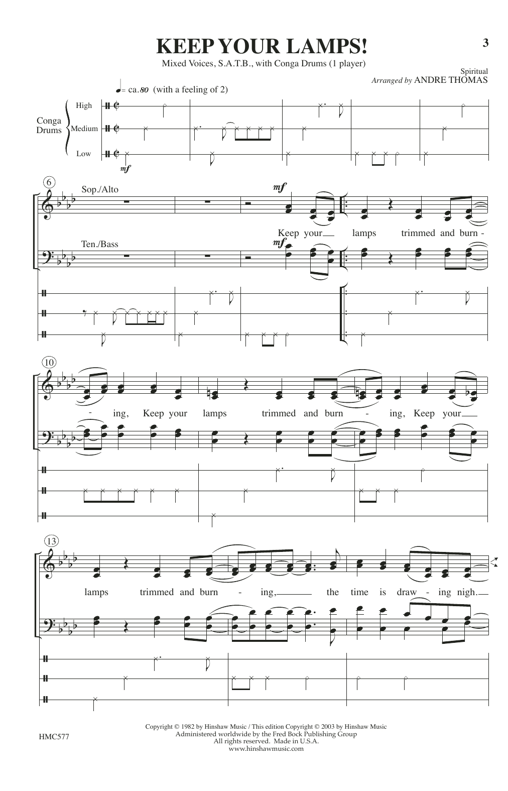 André Thomas Keep Your Lamps sheet music notes and chords. Download Printable PDF.