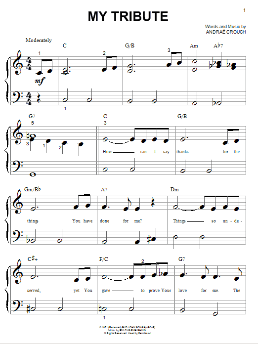 Andrae Crouch My Tribute sheet music for Lead Sheet / Fake Book in minutes. Price: 7.4900$ Andrae Crouch My Tribute sheet music notes and chords. Download Printable PDF.