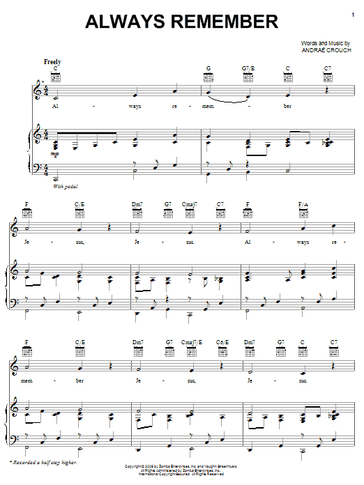 Andrae Crouch Always Remember sheet music notes and chords. Download Printable PDF.