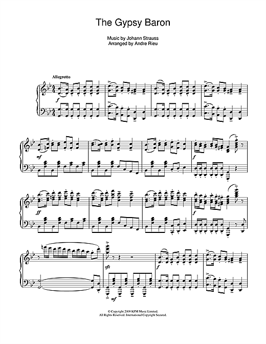 Learn to play Andre Rieu The Gypsy Baron sheet music for Piano Solo in minutes. Andre Rieu The Gypsy Baron sheet music notes and chords. Download Printable PDF.
