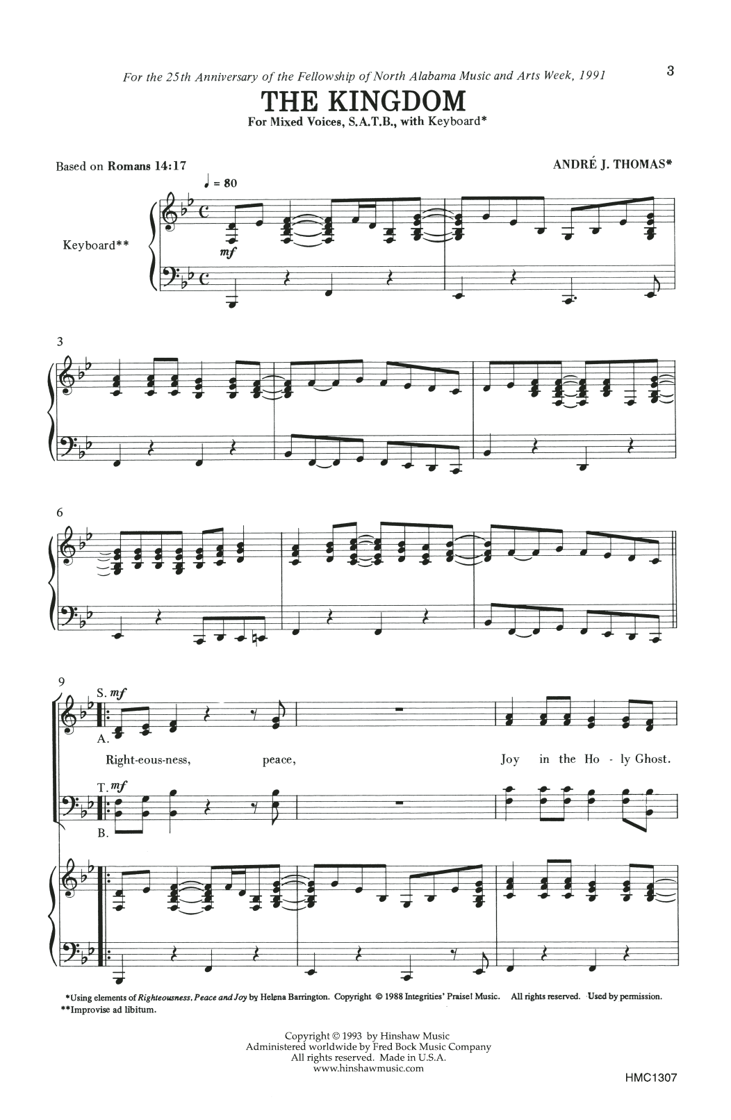 Andre Thomas The Kingdom sheet music notes and chords. Download Printable PDF.