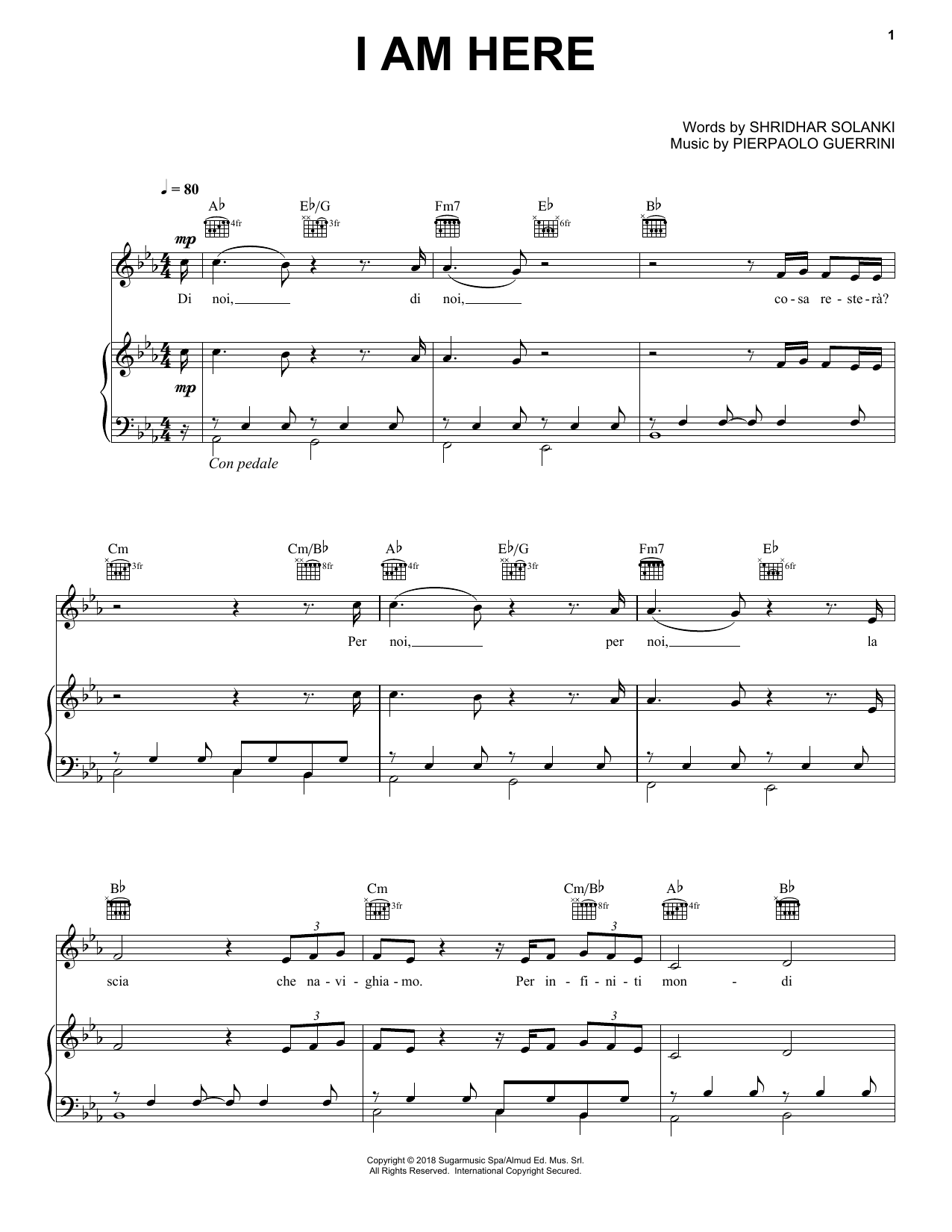 Andrea Bocelli I Am Here sheet music notes and chords. Download Printable PDF.