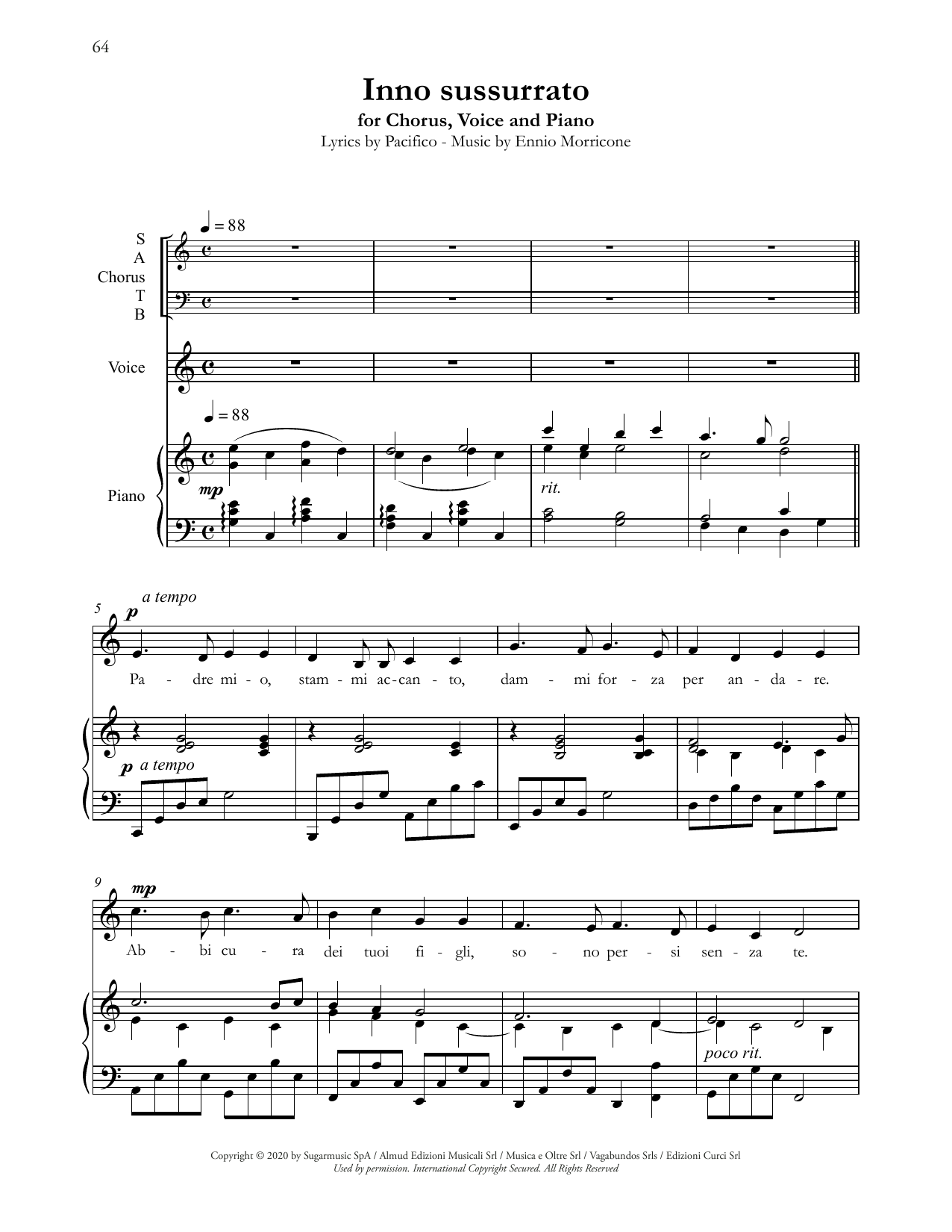 Andrea Bocelli Inno sussurrato sheet music notes and chords. Download Printable PDF.