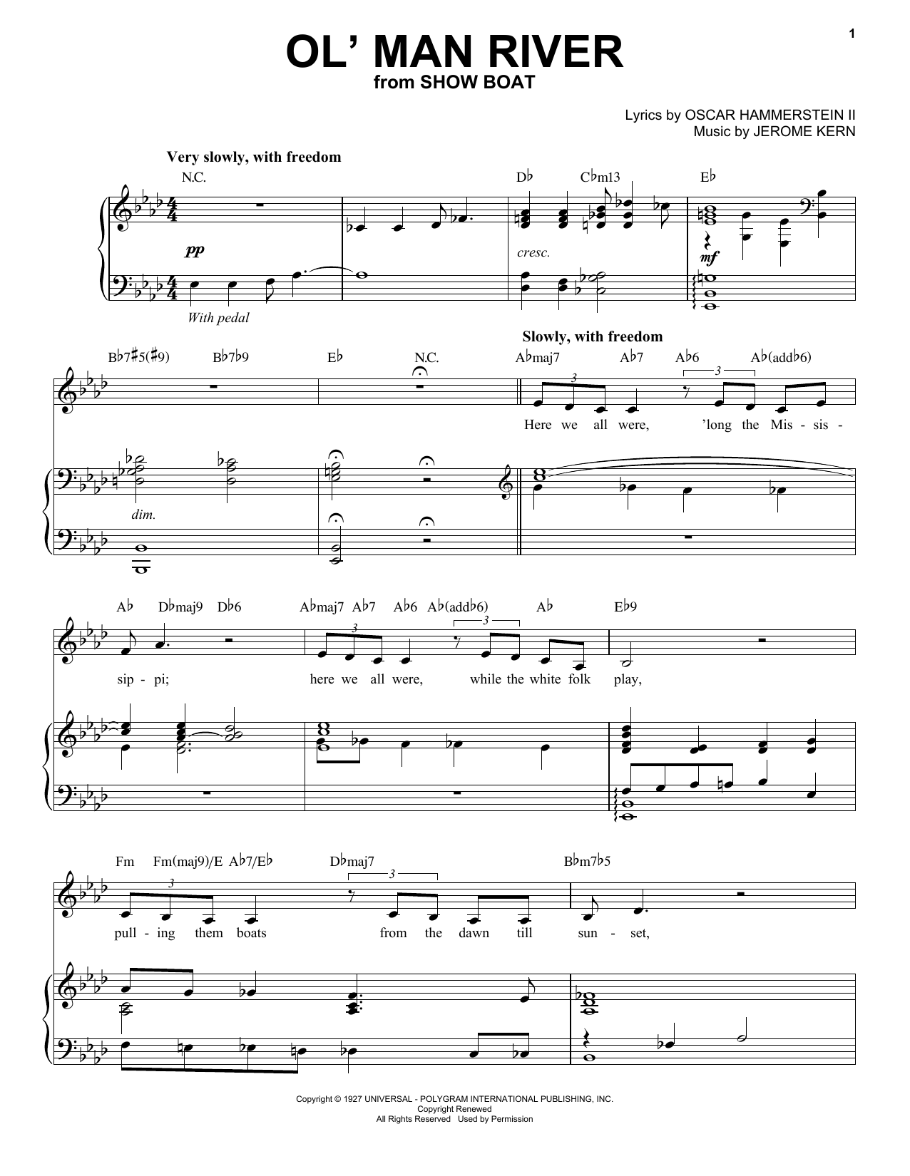 Andrea Bocelli Ol Man River Sheet Music Pdf Notes Chords Musical Show Score Piano Vocal Download Printable Sku 164987