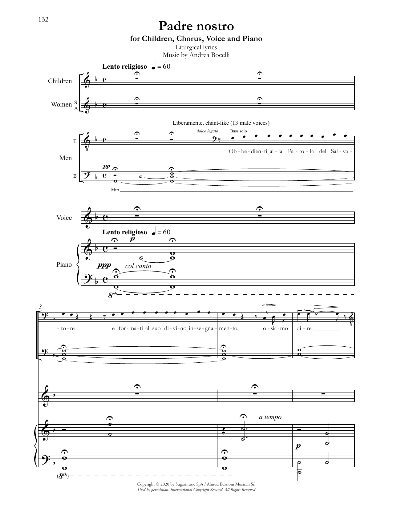 Andrea Bocelli Padre nostro sheet music notes and chords. Download Printable PDF.