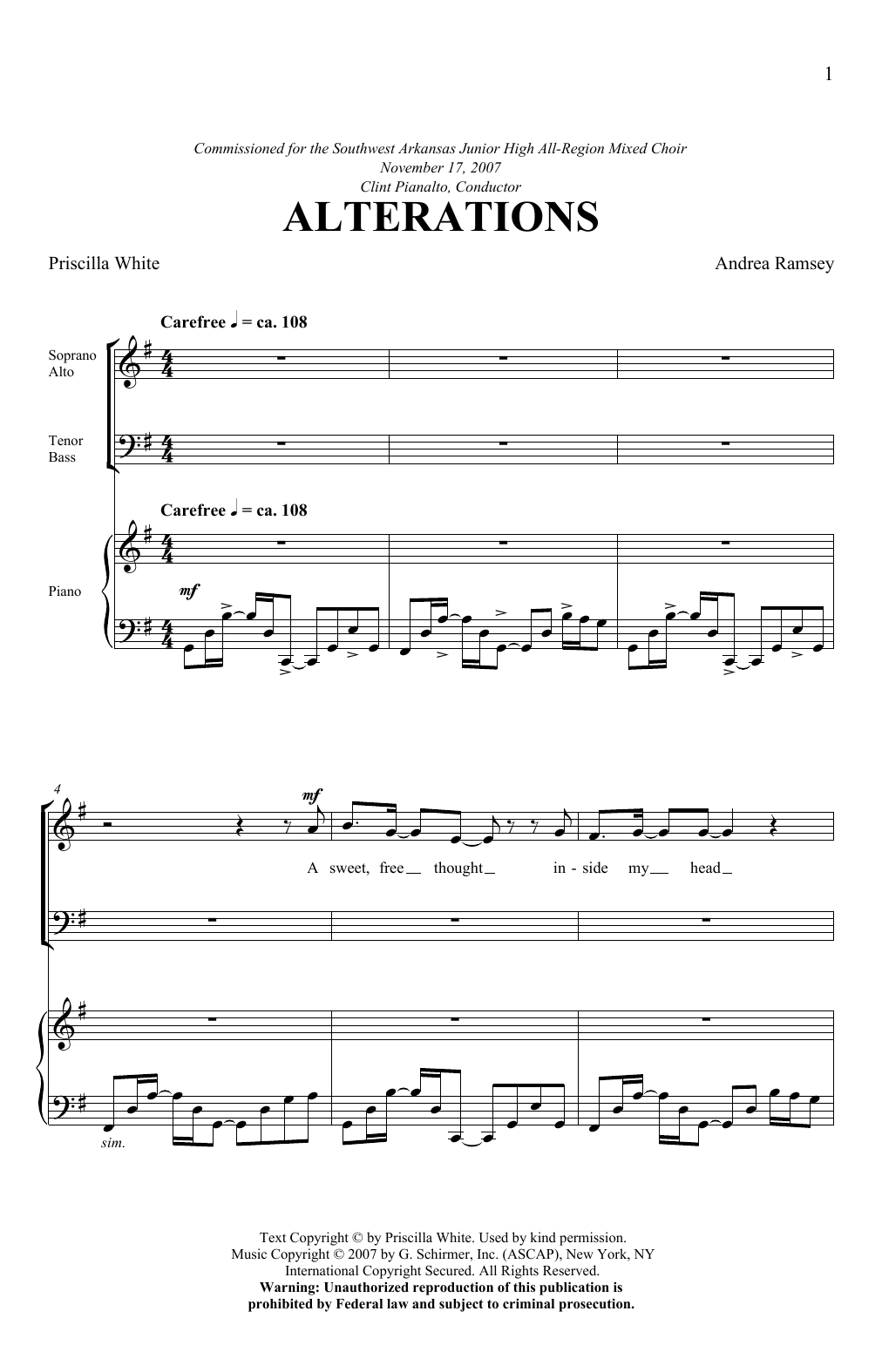 Andrea Ramsey Alterations sheet music notes and chords. Download Printable PDF.