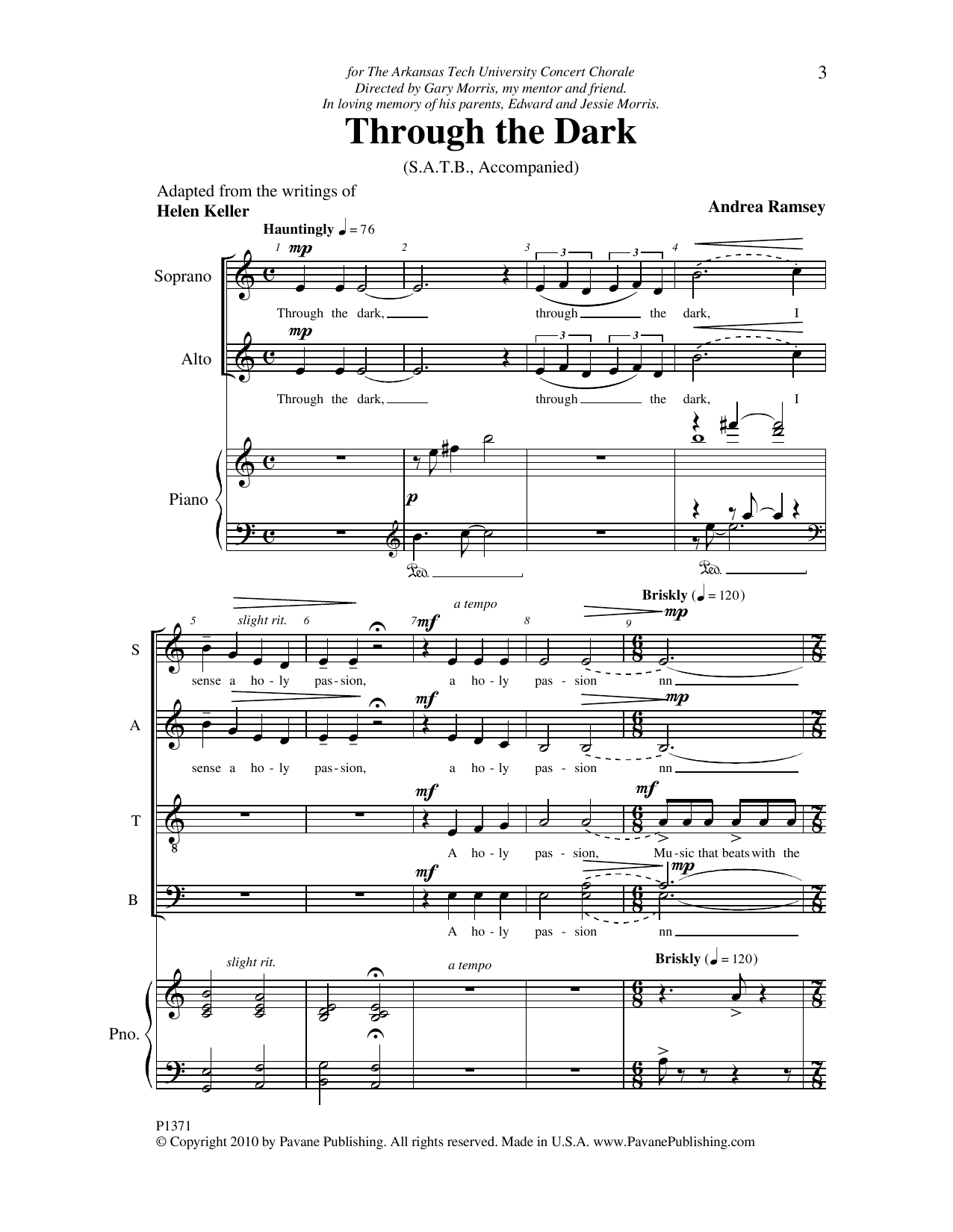 Andrea Ramsey Through The Dark sheet music notes and chords. Download Printable PDF.