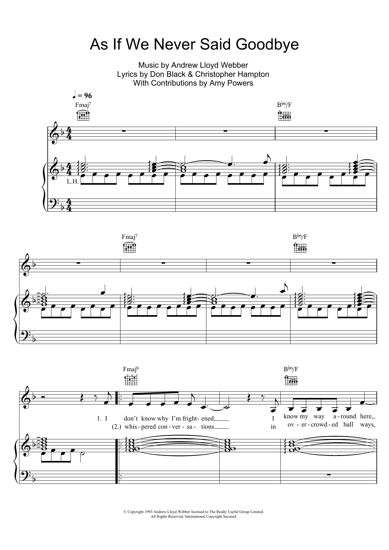 Andrew Lloyd Webber As If We Never Said Goodbye (from Sunset Boulevard) sheet music notes and chords. Download Printable PDF.