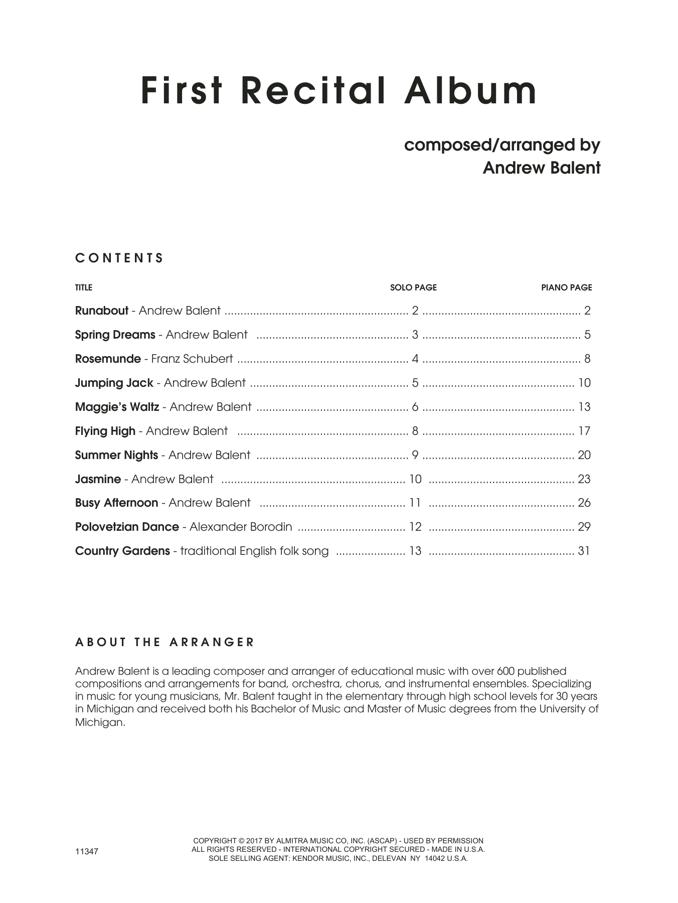 Learn to play Andrew Balent First Recital Album - Piano Accompaniment sheet music for Woodwind Solo in minutes. Andrew Balent First Recital Album - Piano Accompaniment sheet music notes and chords. Download Printable PDF.