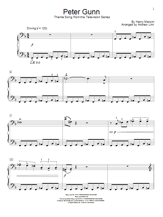 Andrew Linn Peter Gunn sheet music notes and chords. Download Printable PDF.