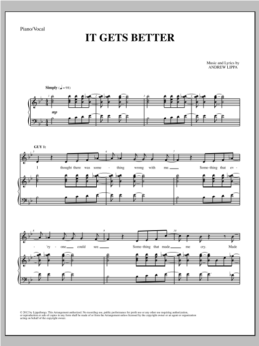 Andrew Lippa It Gets Better sheet music notes and chords. Download Printable PDF.