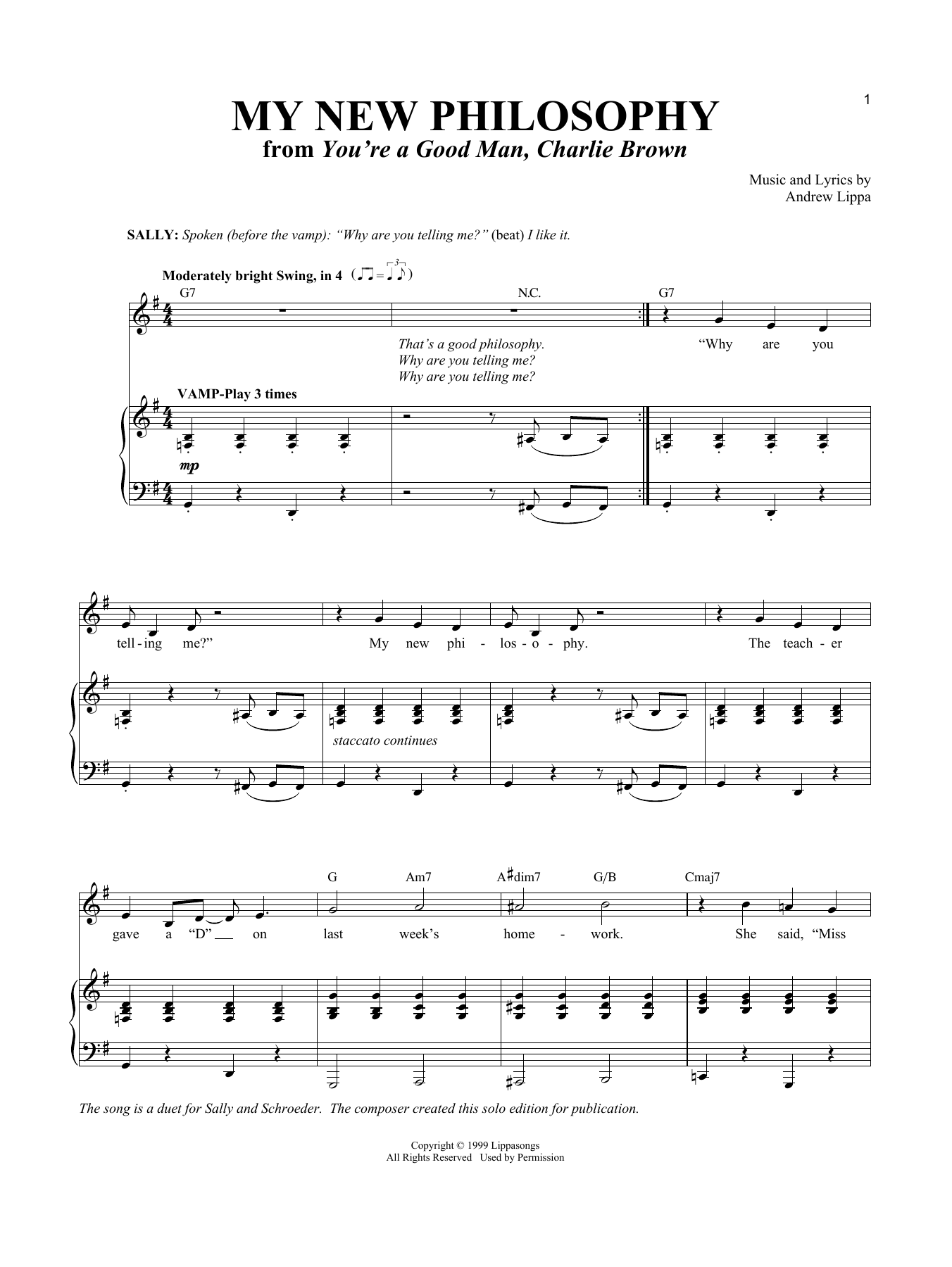 Andrew Lippa My New Philosophy Sheet Music Pdf Notes Chords Children Score Piano Vocal Download Printable Sku 77134