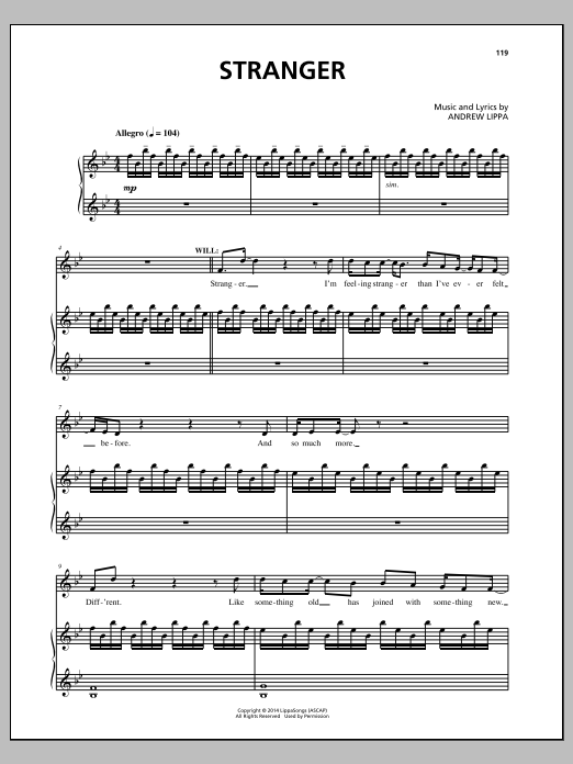 Andrew Lippa Stranger sheet music notes and chords. Download Printable PDF.