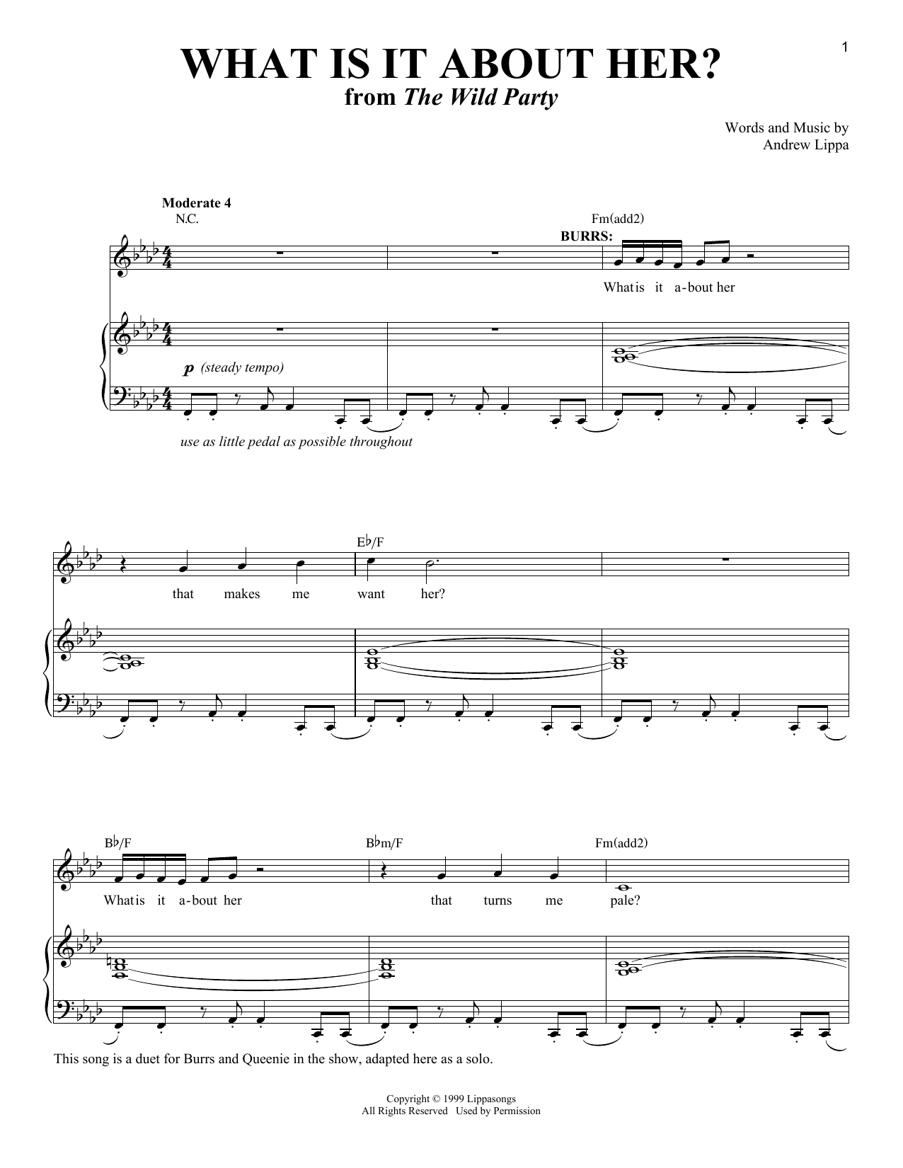 Andrew Lippa What Is It About Her? sheet music notes and chords. Download Printable PDF.