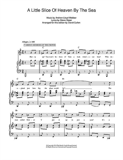 Andrew Lloyd Webber A Little Slice Of Heaven By The Sea Sheet Music Pdf Notes Chords Musical Show Score Piano Vocal Guitar Right Hand Melody Download Printable Sku 104144