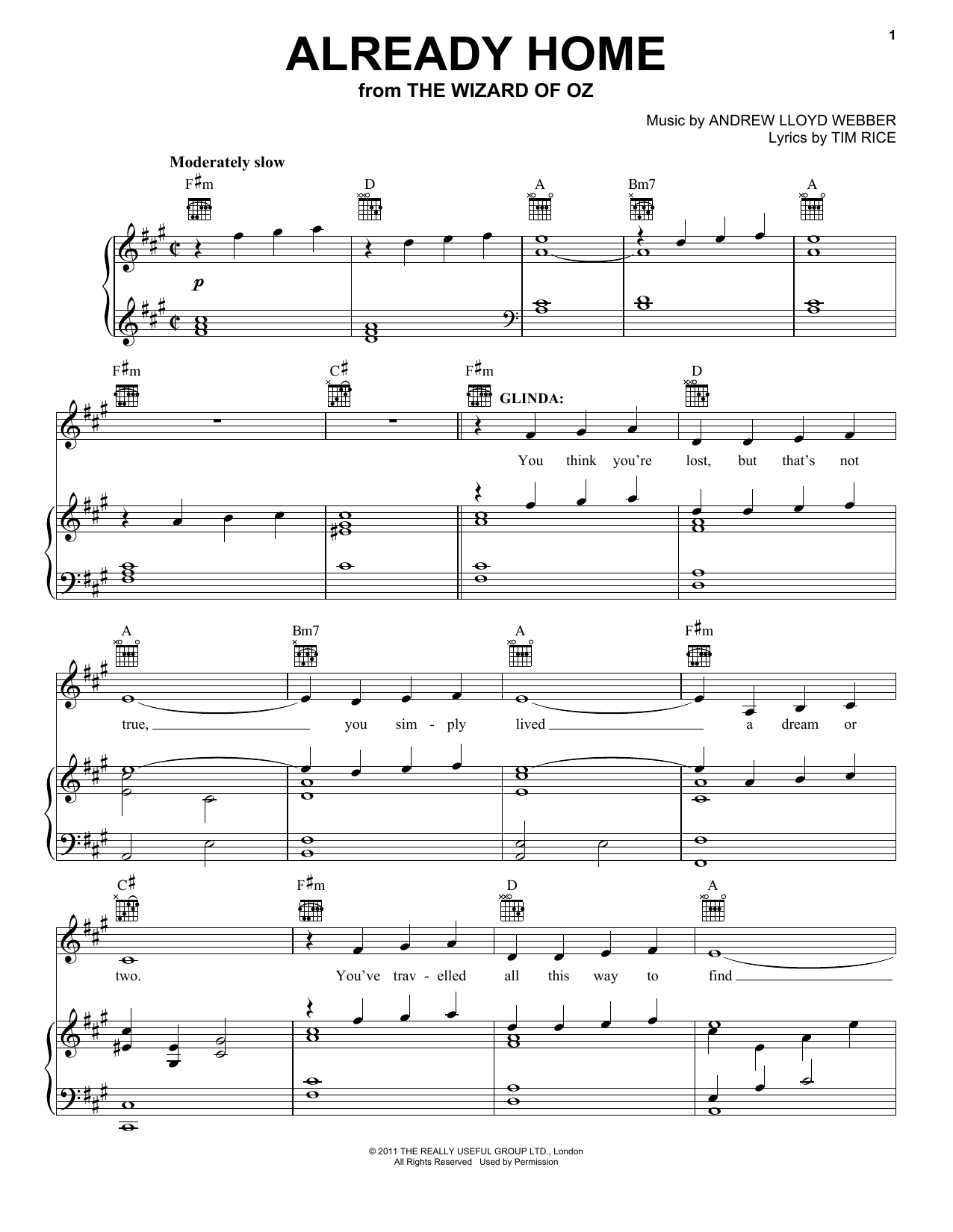 Andrew Lloyd Webber Already Home sheet music notes and chords. Download Printable PDF.