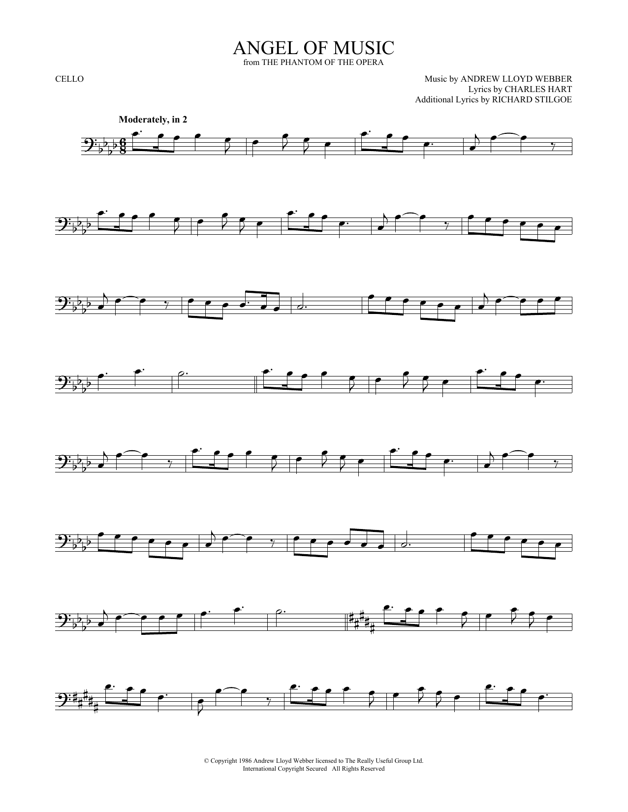 Andrew Lloyd Webber Angel Of Music (from The Phantom Of The Opera) sheet music notes and chords. Download Printable PDF.