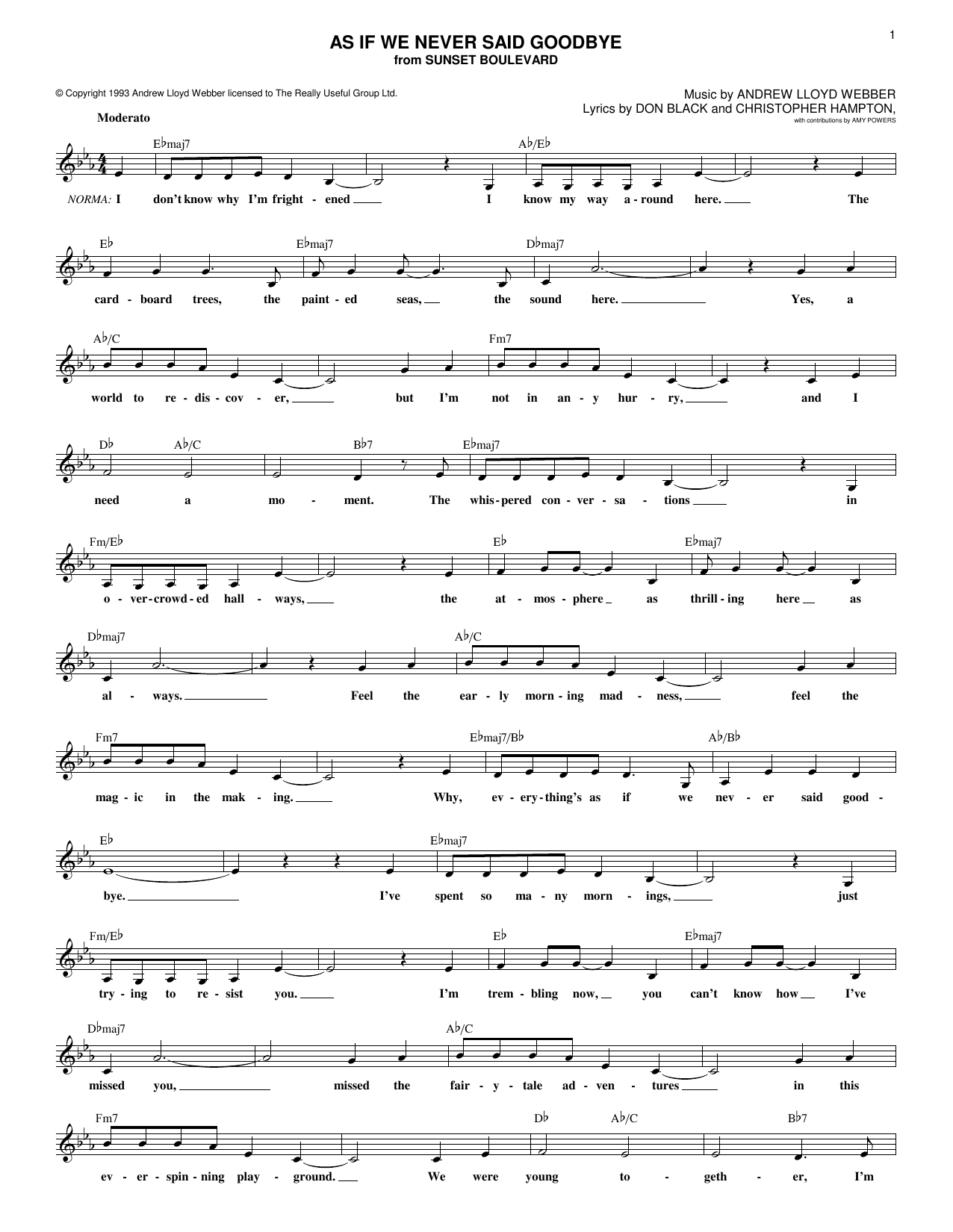 Andrew Lloyd Webber As If We Never Said Goodbye (from Sunset Boulevard) sheet music for Piano, Vocal & Guitar (Right-Hand Melody) in minutes. Price: 7.8900$ Andrew Lloyd Webber As If We Never Said Goodbye (from Sunset Boulevard) sheet music notes and chords. Download Printable PDF.