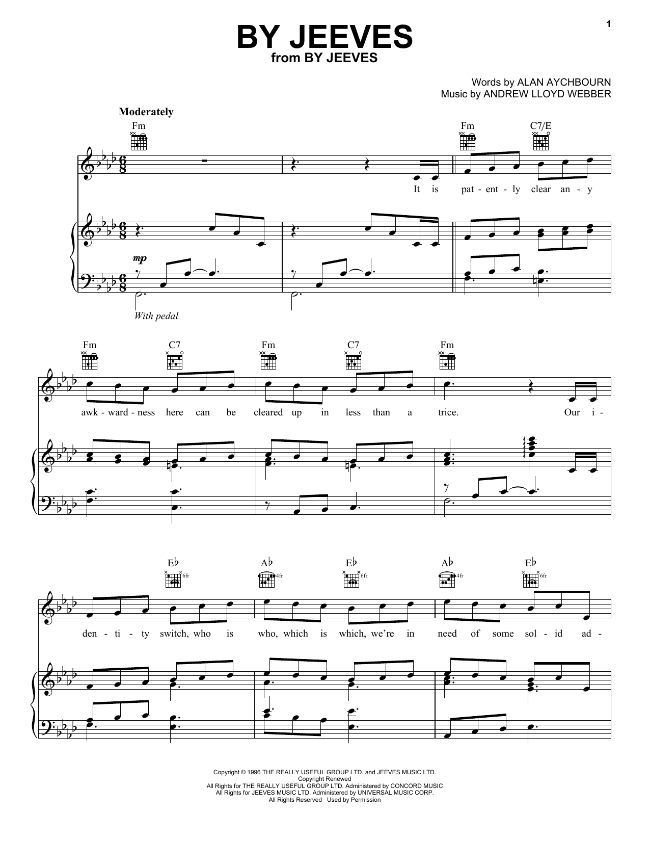 Andrew Lloyd Webber By Jeeves sheet music notes and chords. Download Printable PDF.