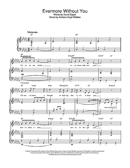 Learn to play Andrew Lloyd Webber Evermore Without You (from The Woman In White) sheet music for Piano & Vocal in minutes. Price: 6.9900$ Andrew Lloyd Webber Evermore Without You (from The Woman In White) sheet music notes and chords. Download Printable PDF.