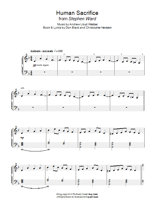 Andrew Lloyd Webber Human Sacrifice (from 'Stephen Ward') sheet music notes and chords. Download Printable PDF.