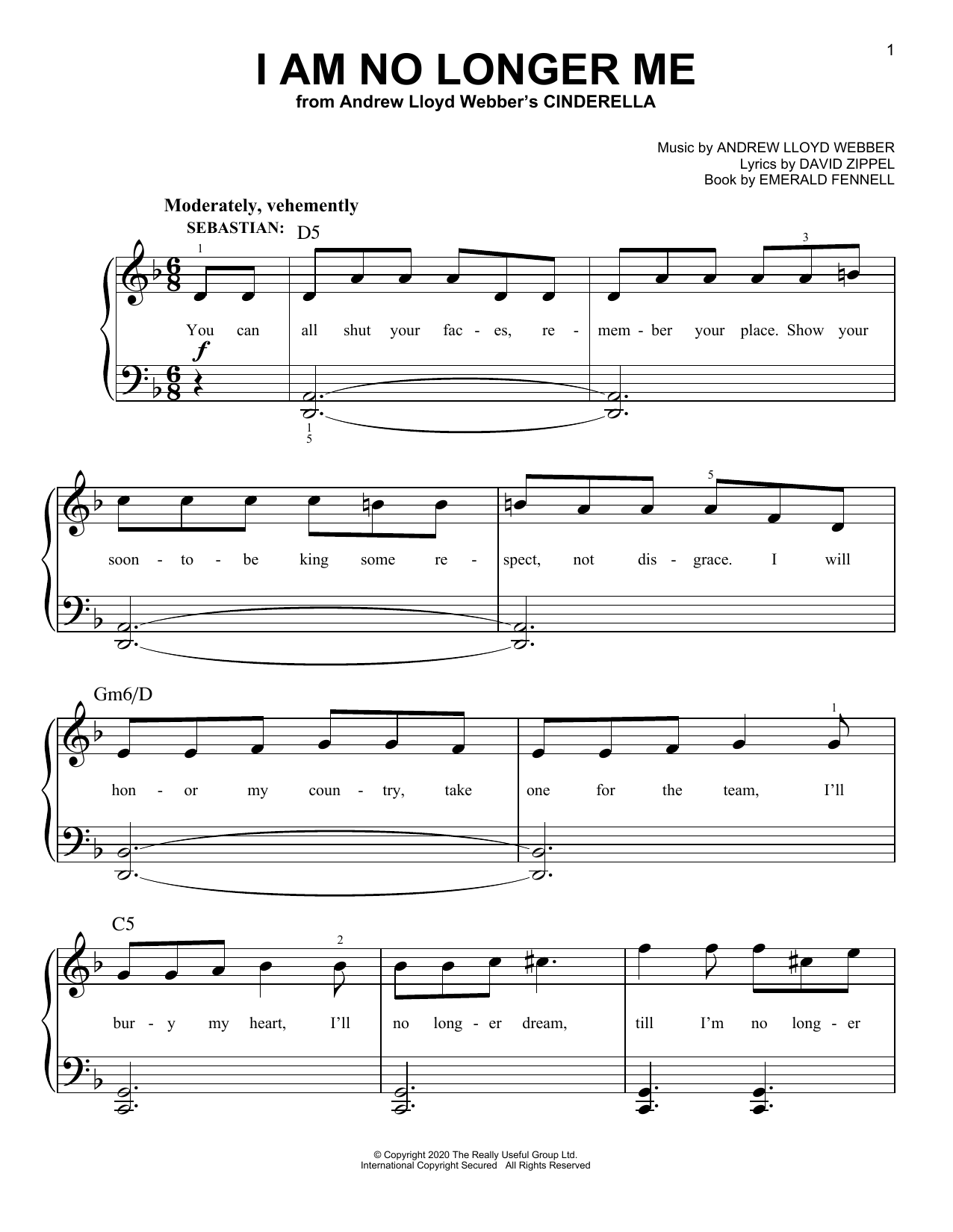 Learn to play Andrew Lloyd Webber I Am No Longer Me (from Andrew Lloyd Webber's Cinderella) sheet music for Easy Piano in minutes. Price: 6.9900$ Andrew Lloyd Webber I Am No Longer Me (from Andrew Lloyd Webber's Cinderella) sheet music notes and chords arranged for Easy Piano