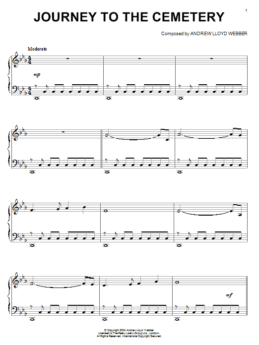 Learn to play Andrew Lloyd Webber Journey To The Cemetery sheet music for Piano Solo in minutes. Andrew Lloyd Webber Journey To The Cemetery sheet music notes and chords