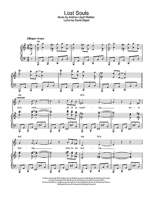 Andrew Lloyd Webber Lost Souls (from The Woman In White) sheet music notes and chords arranged for Lead Sheet / Fake Book