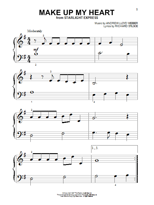 Andrew Lloyd Webber Make Up My Heart (from Starlight Express) sheet music notes and chords. Download Printable PDF.
