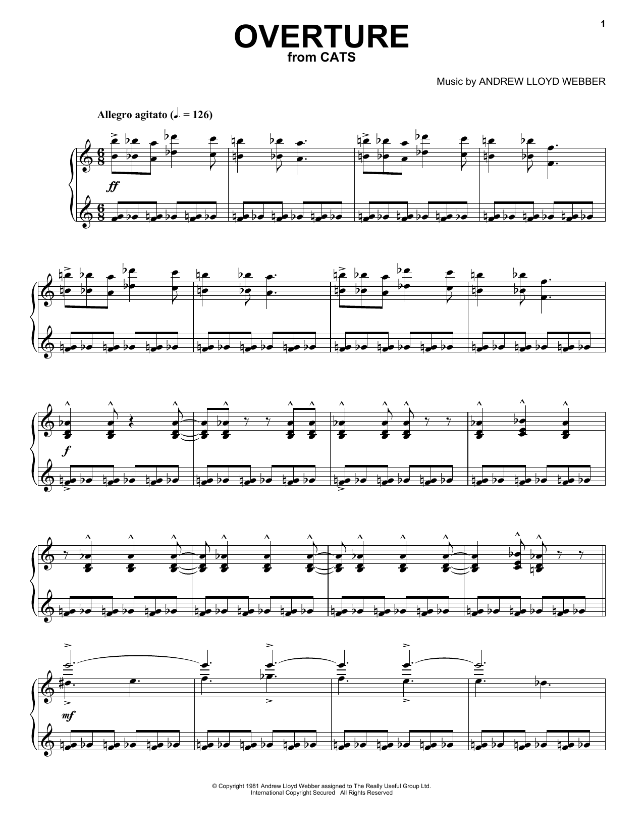 Andrew Lloyd Webber Overture sheet music notes and chords. Download Printable PDF.