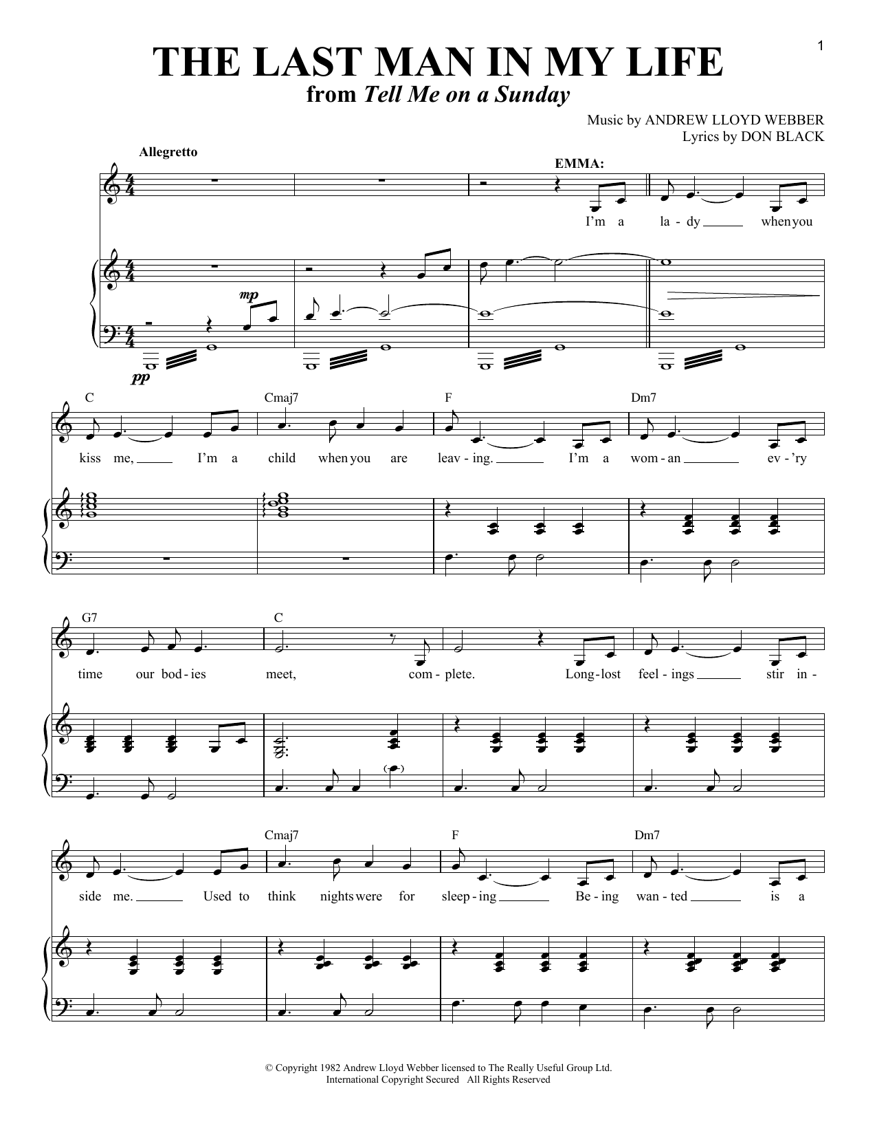 Andrew Lloyd Webber The Last Man In My Life sheet music notes and chords. Download Printable PDF.