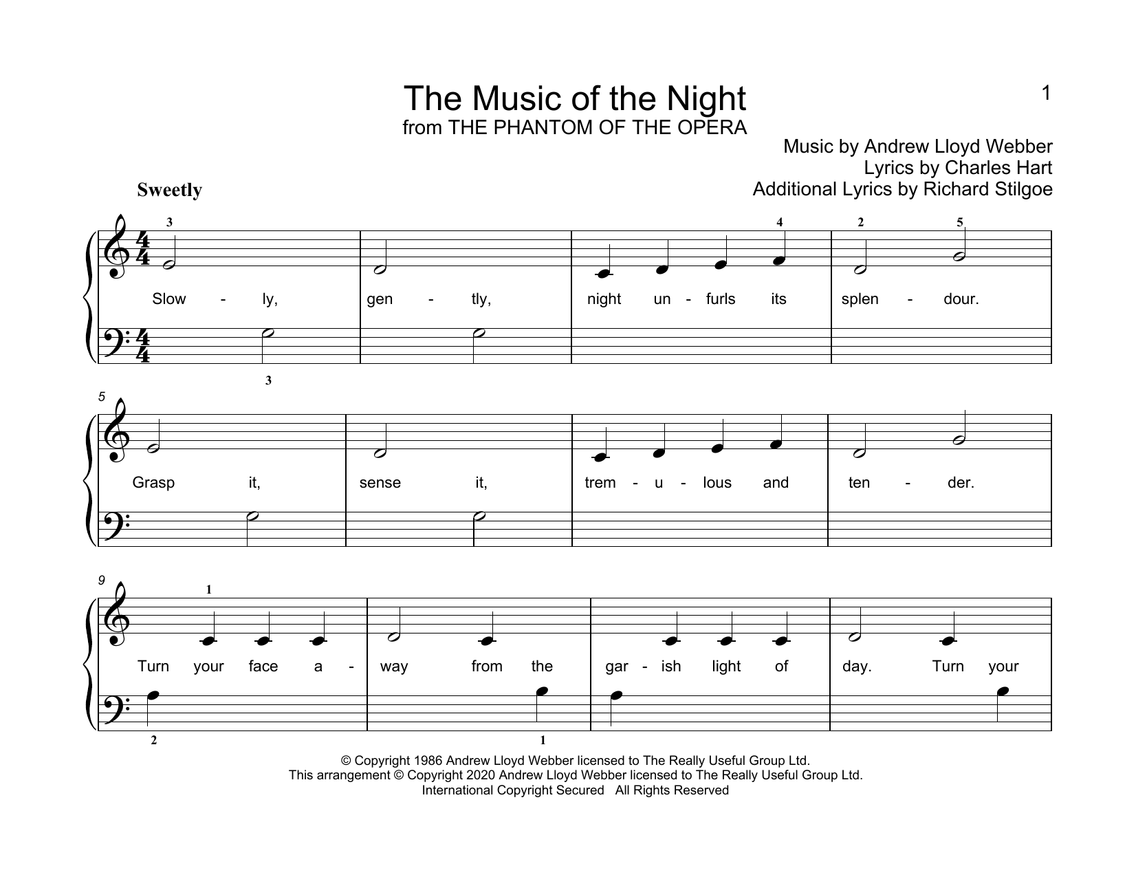Learn to play Andrew Lloyd Webber The Music Of The Night (from Phantom Of The Opera) (arr. Christopher Hussey) sheet music for Educational Piano in minutes. Price: 6.9900$ Andrew Lloyd Webber The Music Of The Night (from Phantom Of The Opera) (arr. Christopher Hussey) sheet music notes and chords arranged for Educational Piano