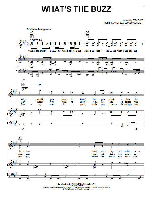 Learn to play Andrew Lloyd Webber What's The Buzz sheet music for Piano, Vocal & Guitar (Right-Hand Melody) in minutes. Andrew Lloyd Webber What's The Buzz sheet music notes and chords. Download Printable PDF.
