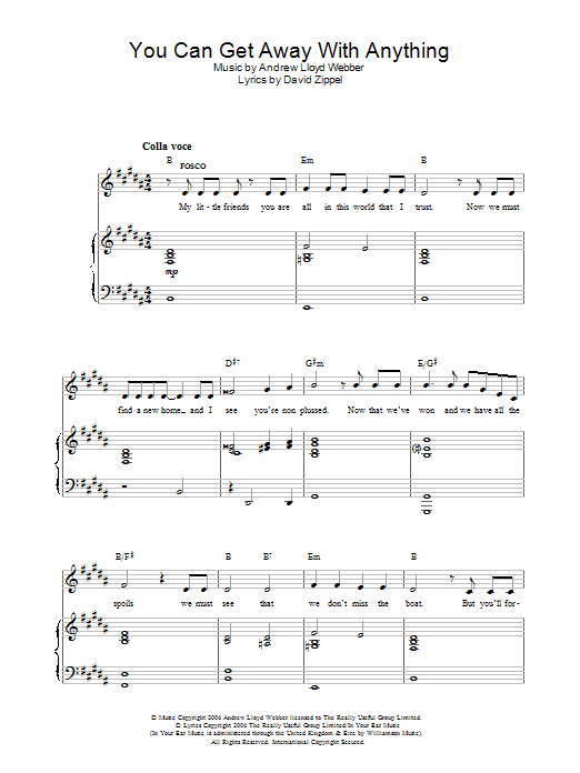 Andrew Lloyd Webber You Can Get Away With Anything (from The Woman In White) sheet music notes and chords. Download Printable PDF.