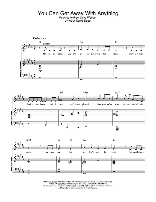 Learn to play Andrew Lloyd Webber You Can Get Away With Anything (from The Woman In White) sheet music for Lead Sheet / Fake Book in minutes. Andrew Lloyd Webber You Can Get Away With Anything (from The Woman In White) sheet music notes and chords. Download Printable PDF.