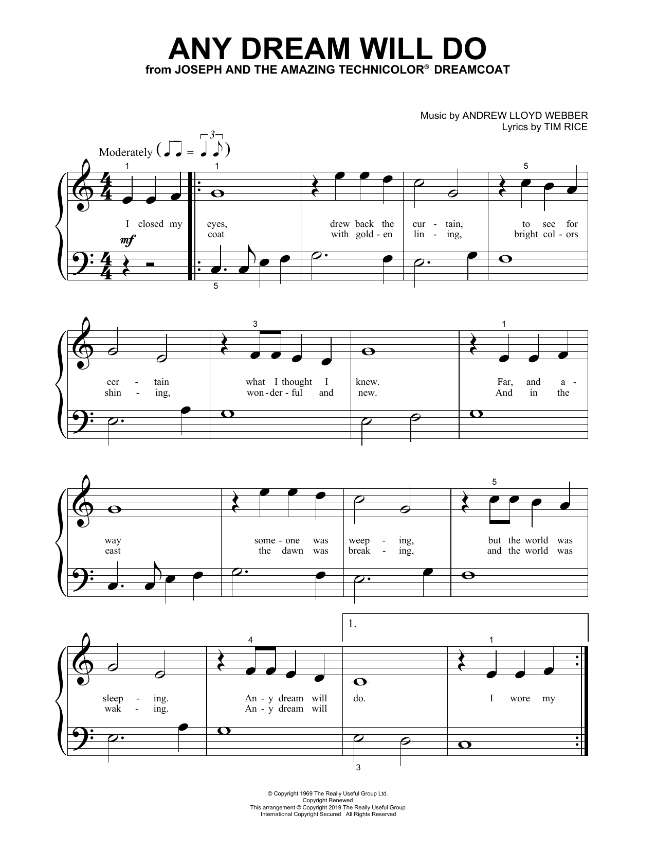 Andrew Lloyd Webber & Tim Rice Any Dream Will Do sheet music notes and chords. Download Printable PDF.